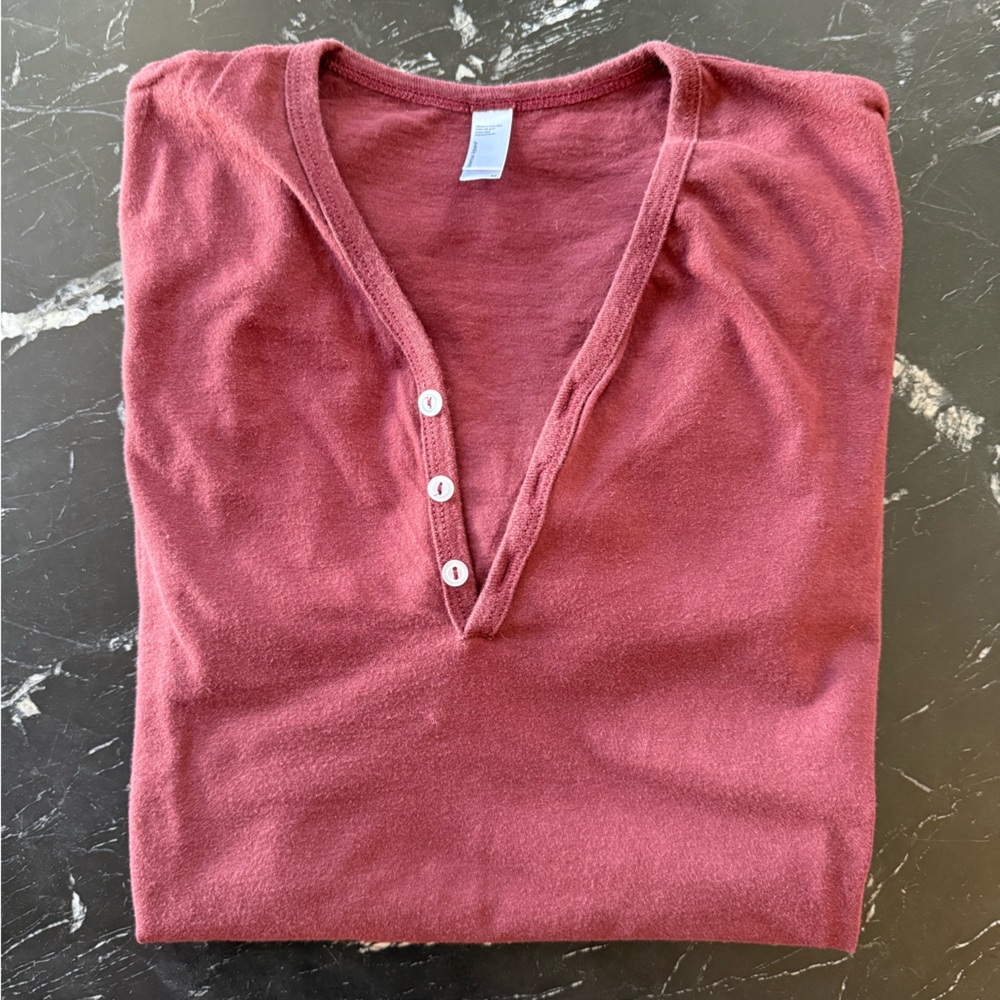 American Apparel Burgundy Henley Shirt